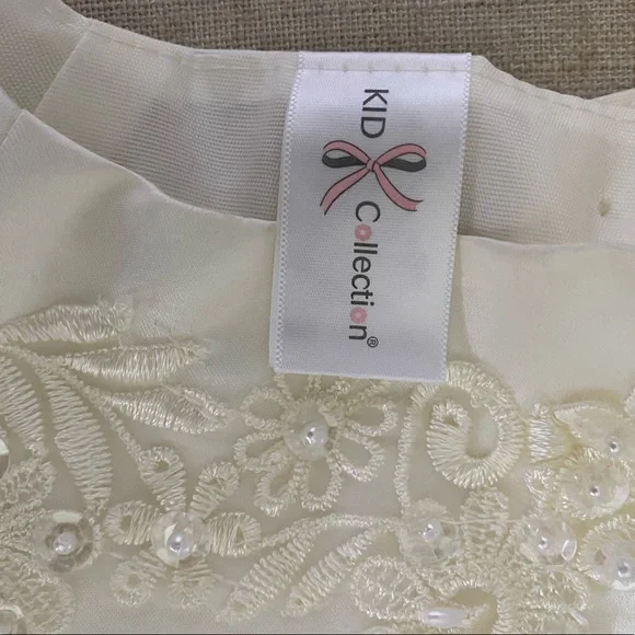 Kid Collection Ivory Flower Girl Dress SZ 4 - Picture 5 of 11